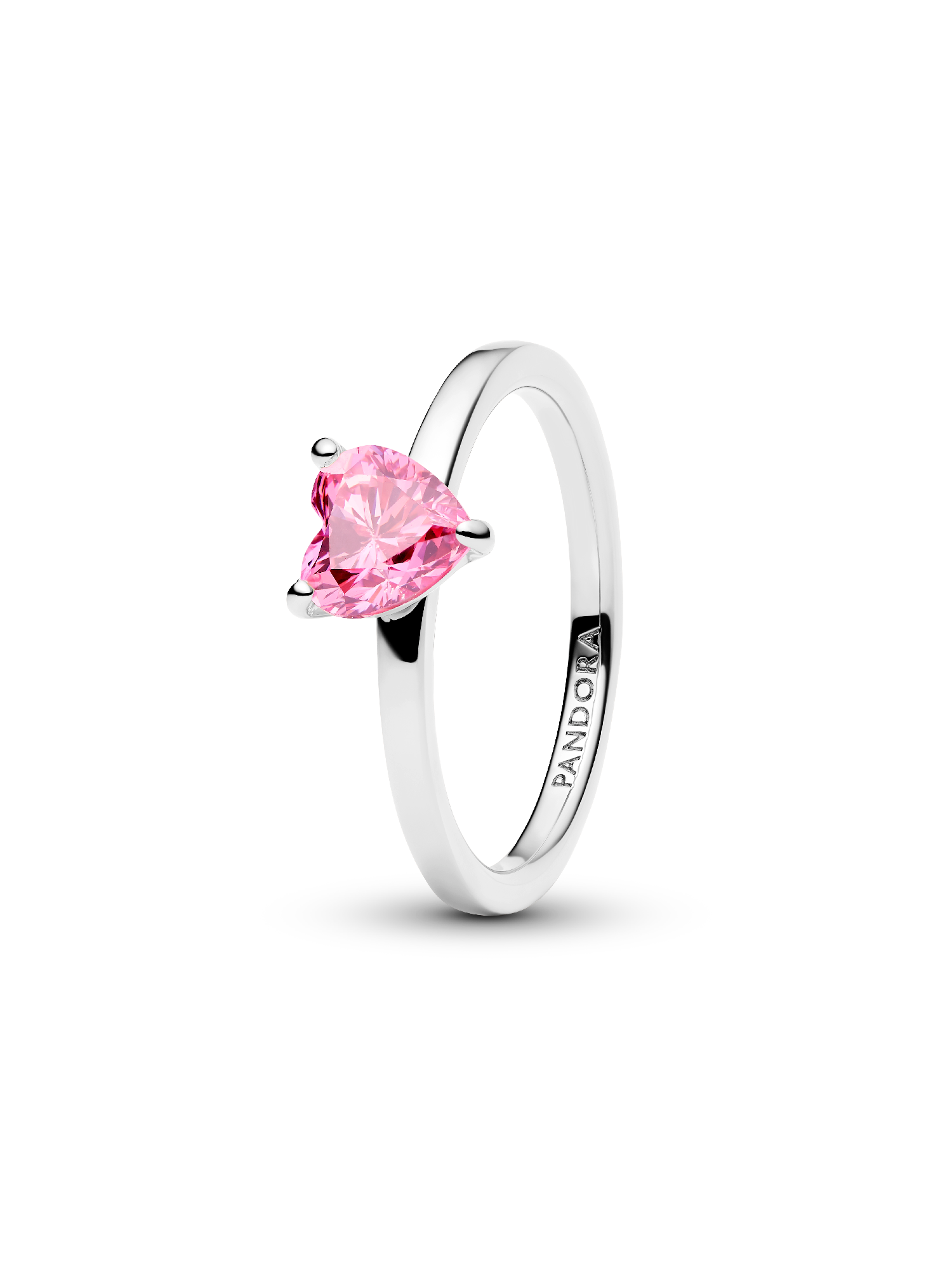 Bague Solitaire Cœur Rose Scintillant