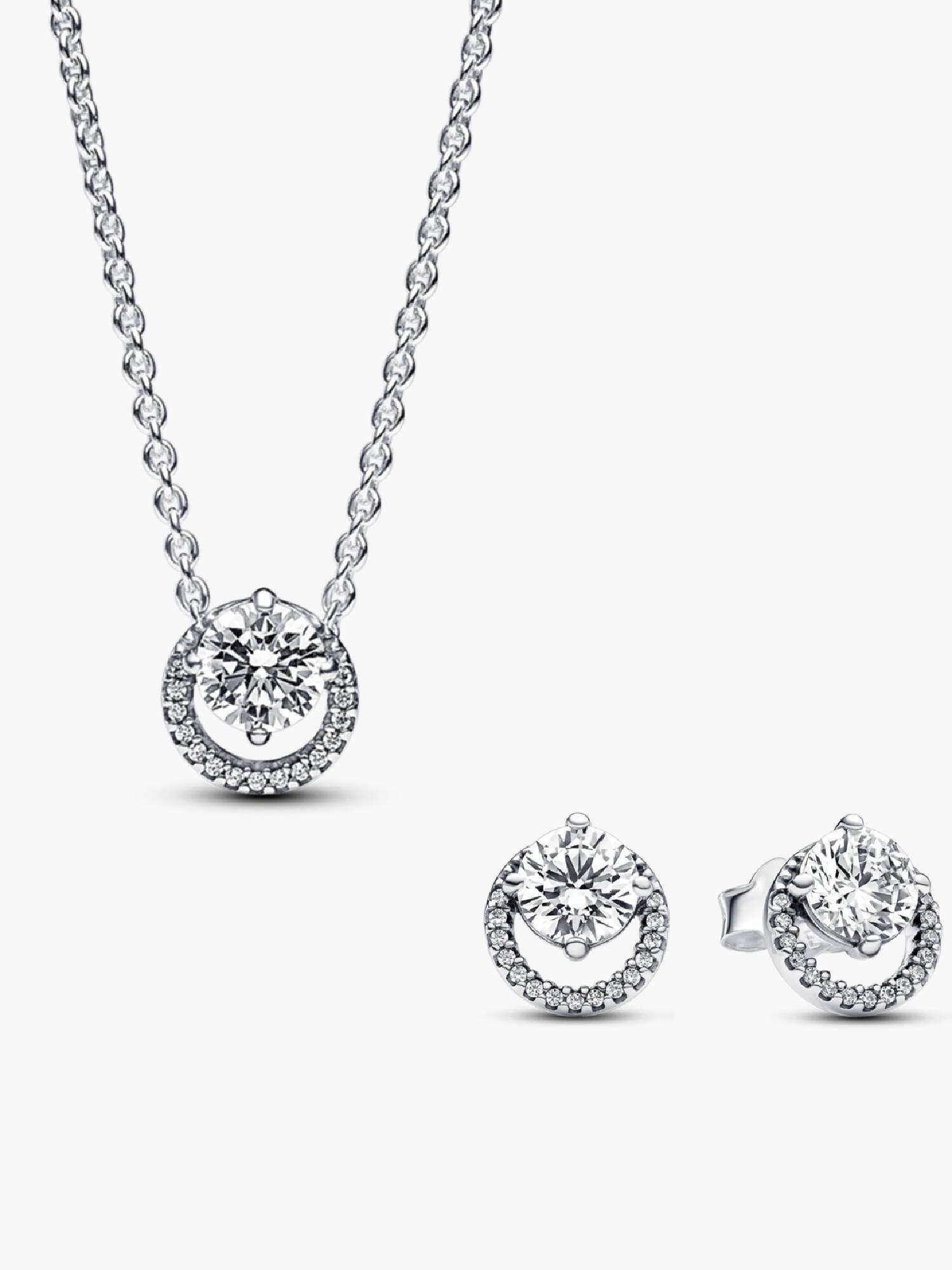 Parure Collier et Clous d'Oreilles Halo Rond Scintillant