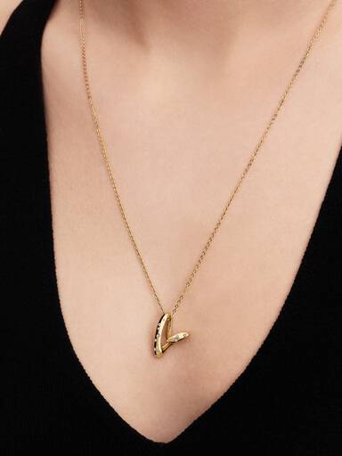 Collier avec Pendentif Cœur Organique Serti Doré