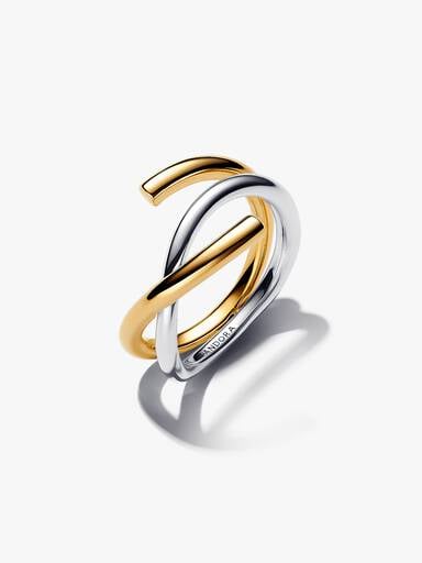 Bague Double Bicolore de Forme Organique