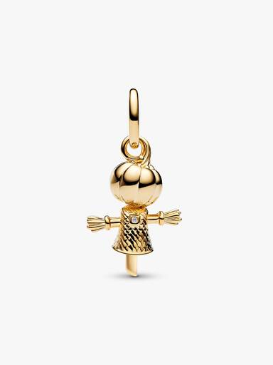 Charm Pendant Épouvantail Citrouille Doré