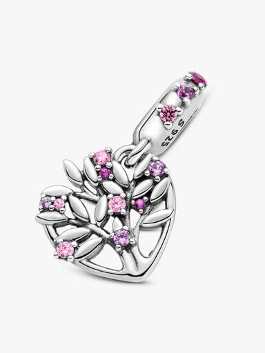 Charm Pendant Arbre De Vie Cœur Rose