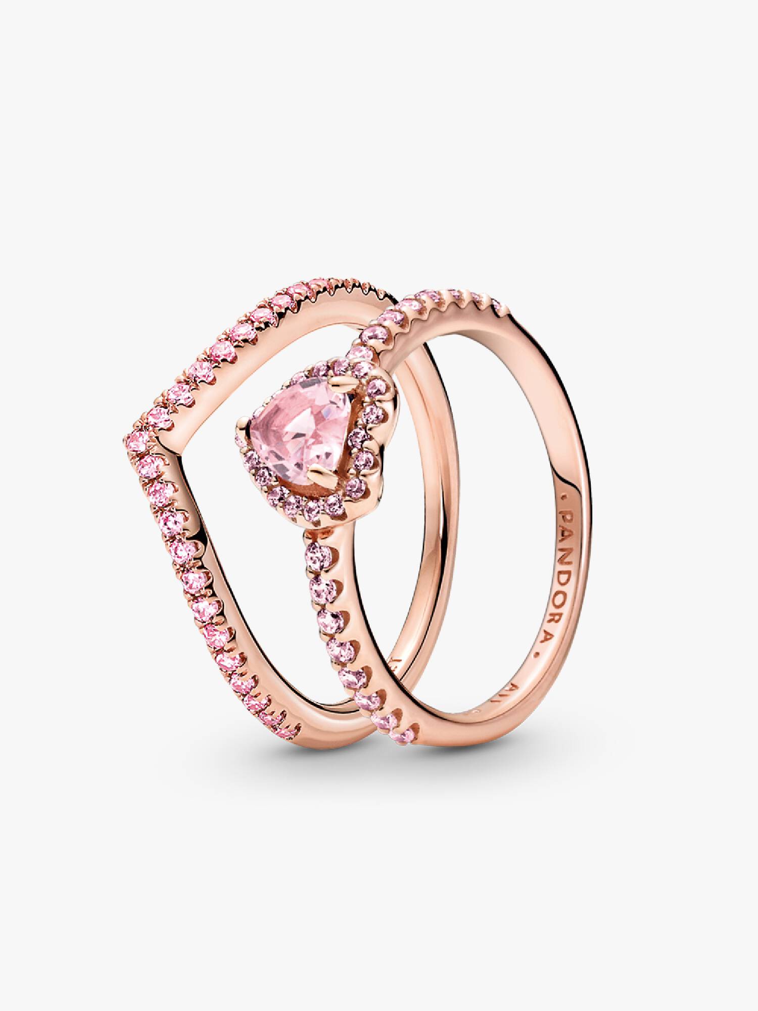 Coffret de bagues de vœu en cœur rose