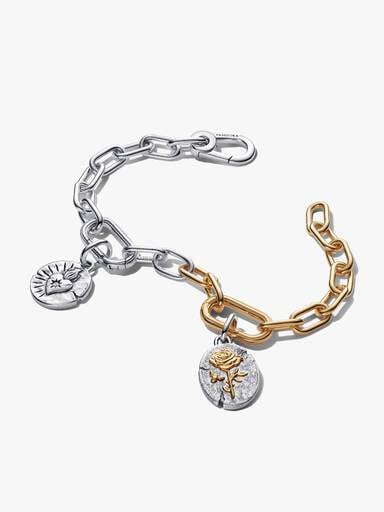 Bracelet Composé Médaillon Rose & Cœur