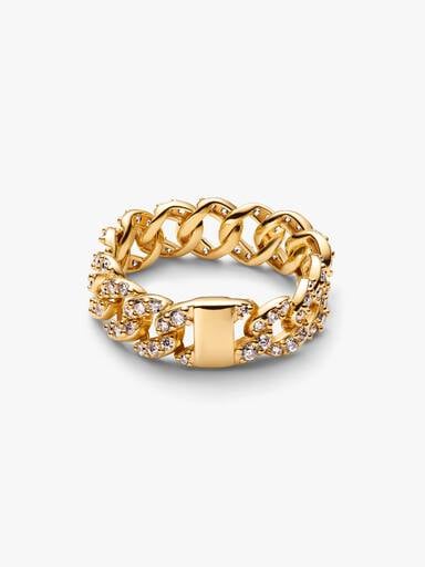 Bague Maille Cubaine Pavée