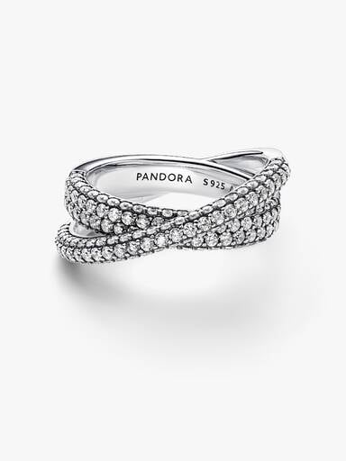 Anneau Double Pavé Croisé Pandora Timeless