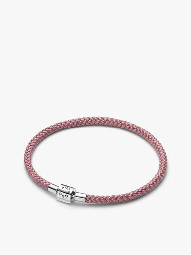 Coffret Cadeau Bracelet Cordon Rose avec Charm Gravable Grand Cœur Be Love