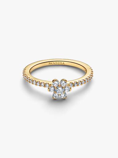 Bague Fleur Scintillante Dorée