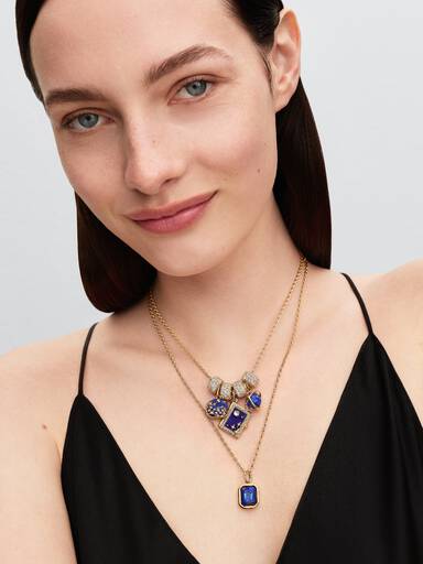 Charm Pendant Planète Bleu Céleste Rotatif Doré