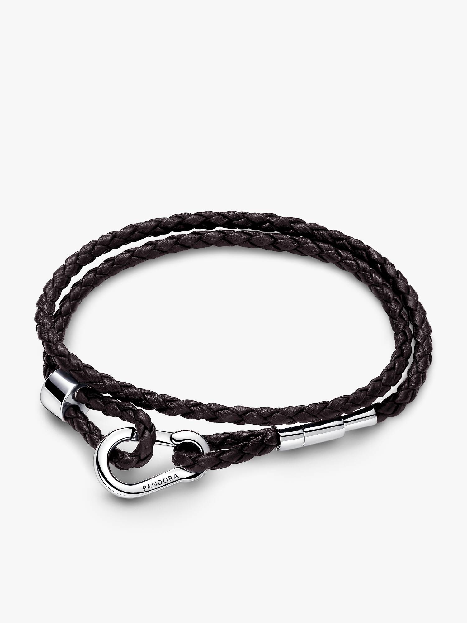 Bracelet Double Tour en Cuir Tressé Marron Pandora Moments