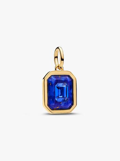 Charm Pendant Hexagone Bleu Céleste Doré