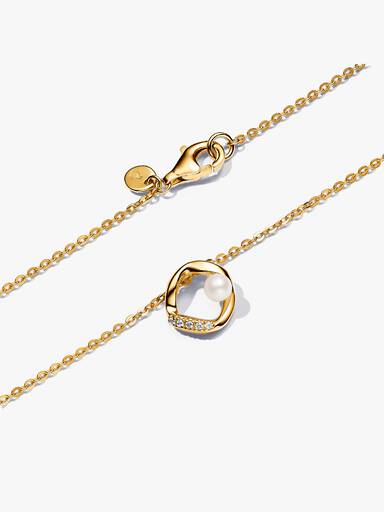 Collier Cercle Pavé de Forme Organique & Perle de Culture d'Eau Douce Traitée
