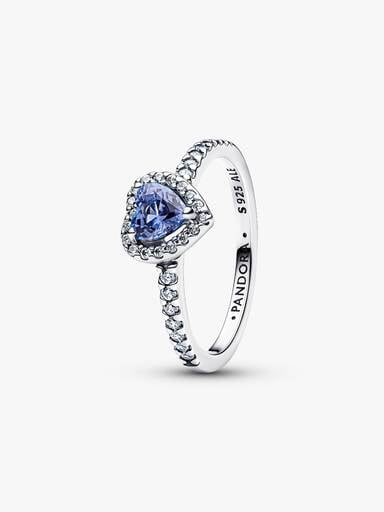 Bague Cœur Surélevé Bleuet Scintillant