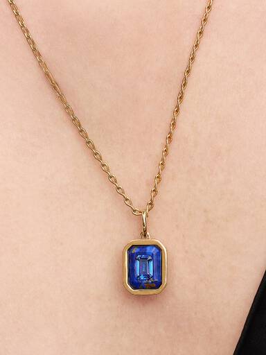 Charm Pendant Hexagone Bleu Céleste Doré