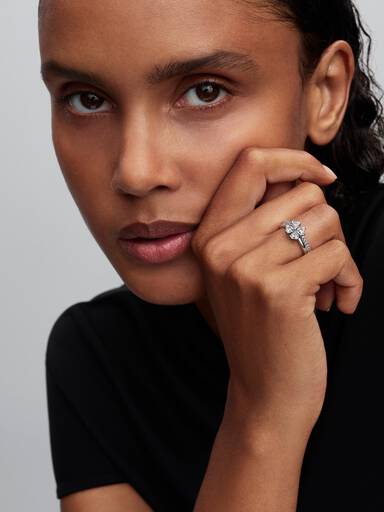 Bague Séparable Trèfle à Quatre Feuilles Scintillantes