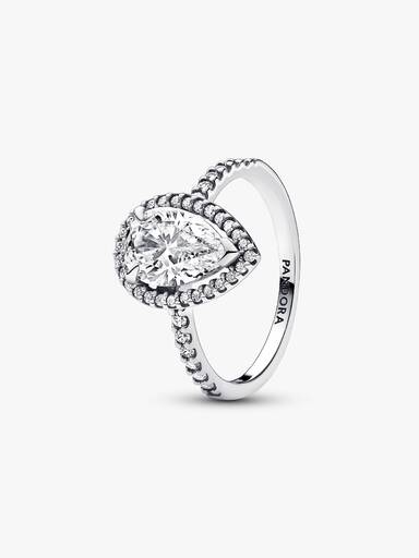 Bague Halo Poire Scintillante