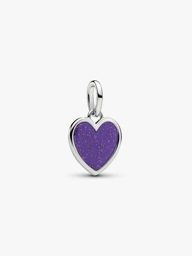 Charm Pendant Cœur Violet Gravable