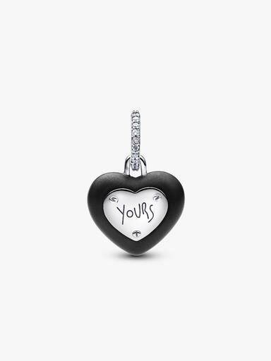 Charm Pendant Cadenas Cœur Céramique Noir Mat