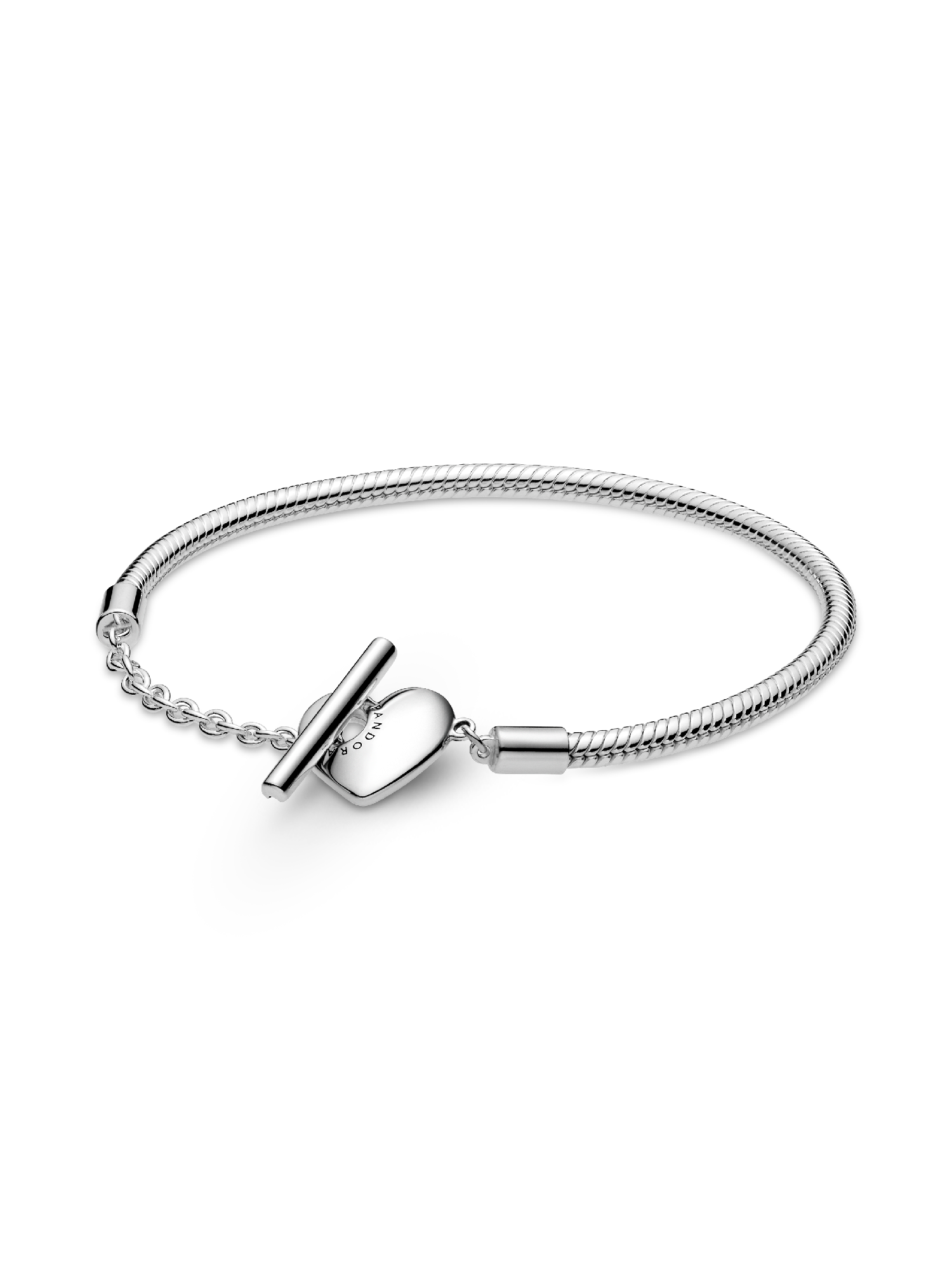 Bracelet Maille Serpent Barre en T Cœur