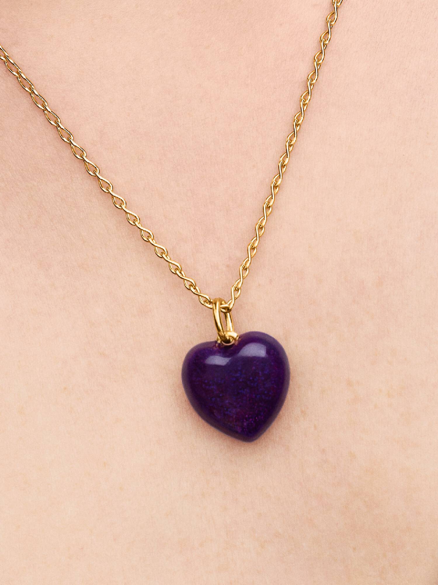 Charm Pendant Cœur Bombé Violet