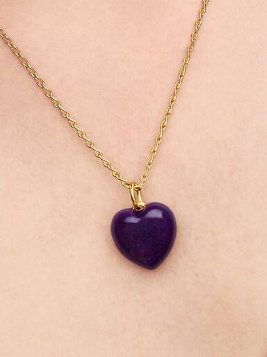 Charm Pendant Cœur Bombé Violet