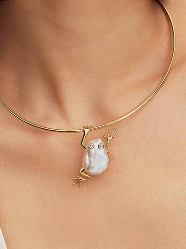 Pendentif Grenouille XL en Perle de Culture d'Eau Douce Traitée