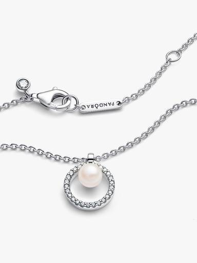 Collier Perle de Culture d'Eau Douce Traitée & Pavé