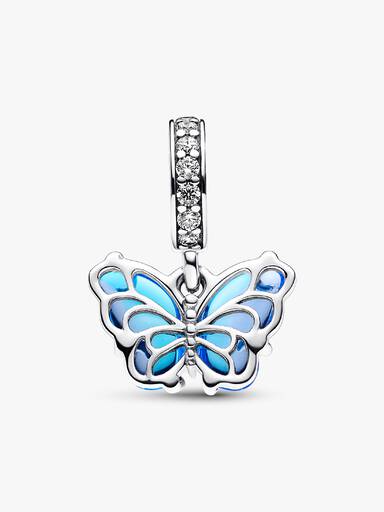 Charm Pendant Papillon en Verre de Murano Bleu