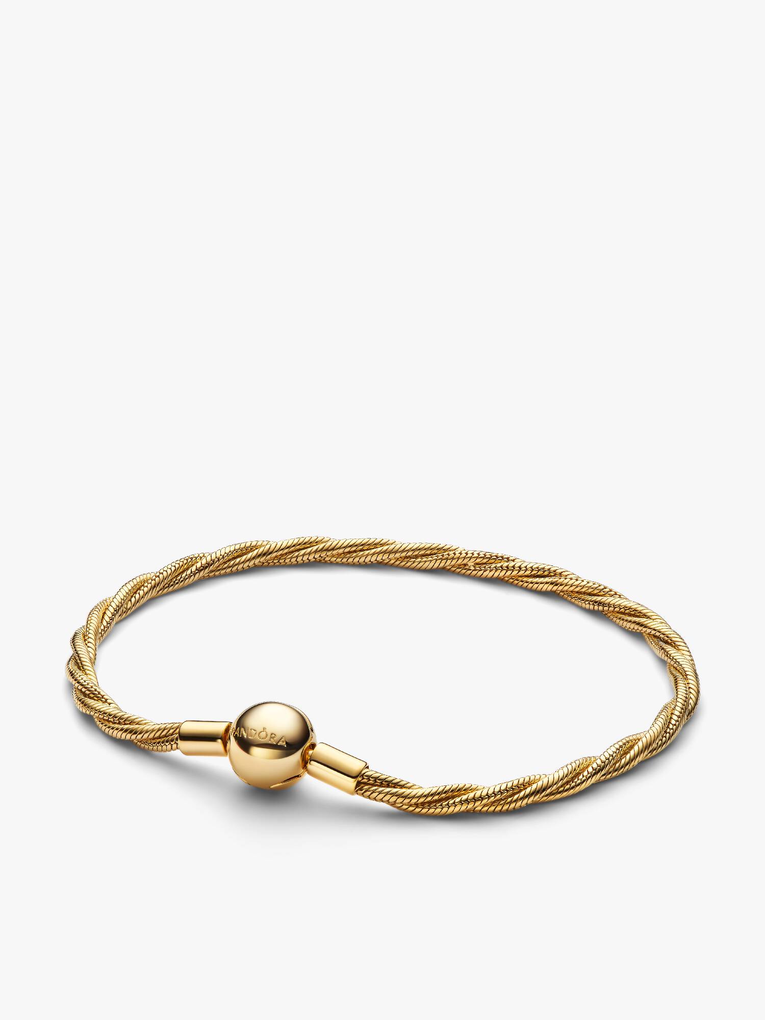 Bracelet Maille Serpent Torsadée Fermoir Pandora Rond