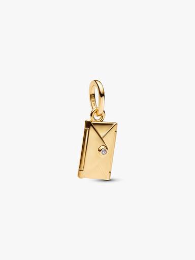 Charm Pendant Enveloppe Ouvrable et Gravable Doré
