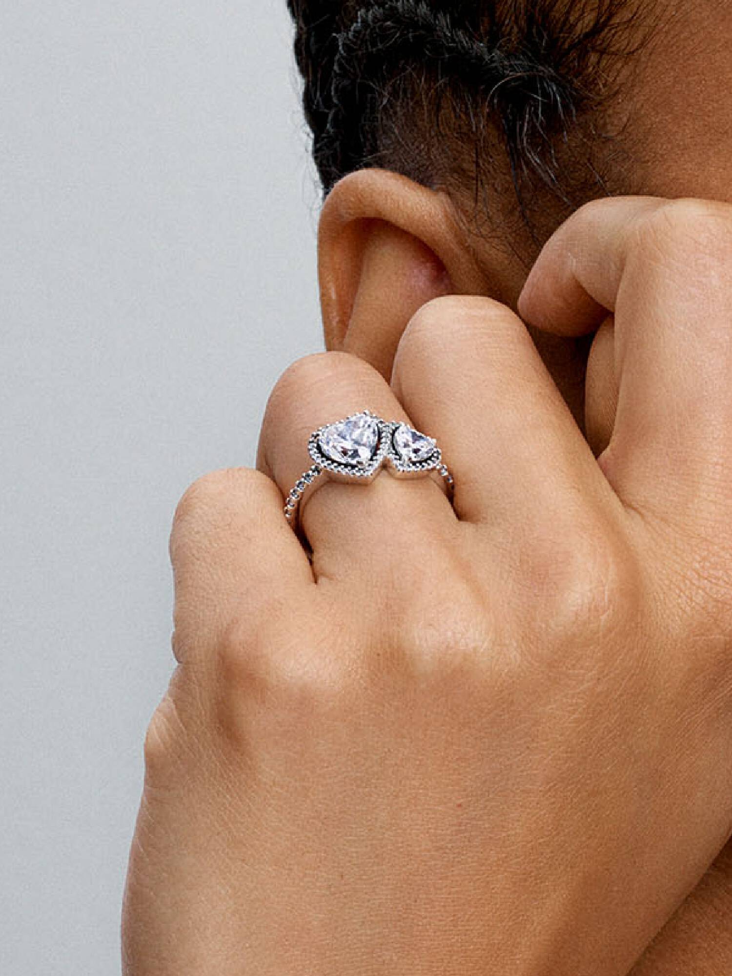 Bague Cœurs Halo Scintillant