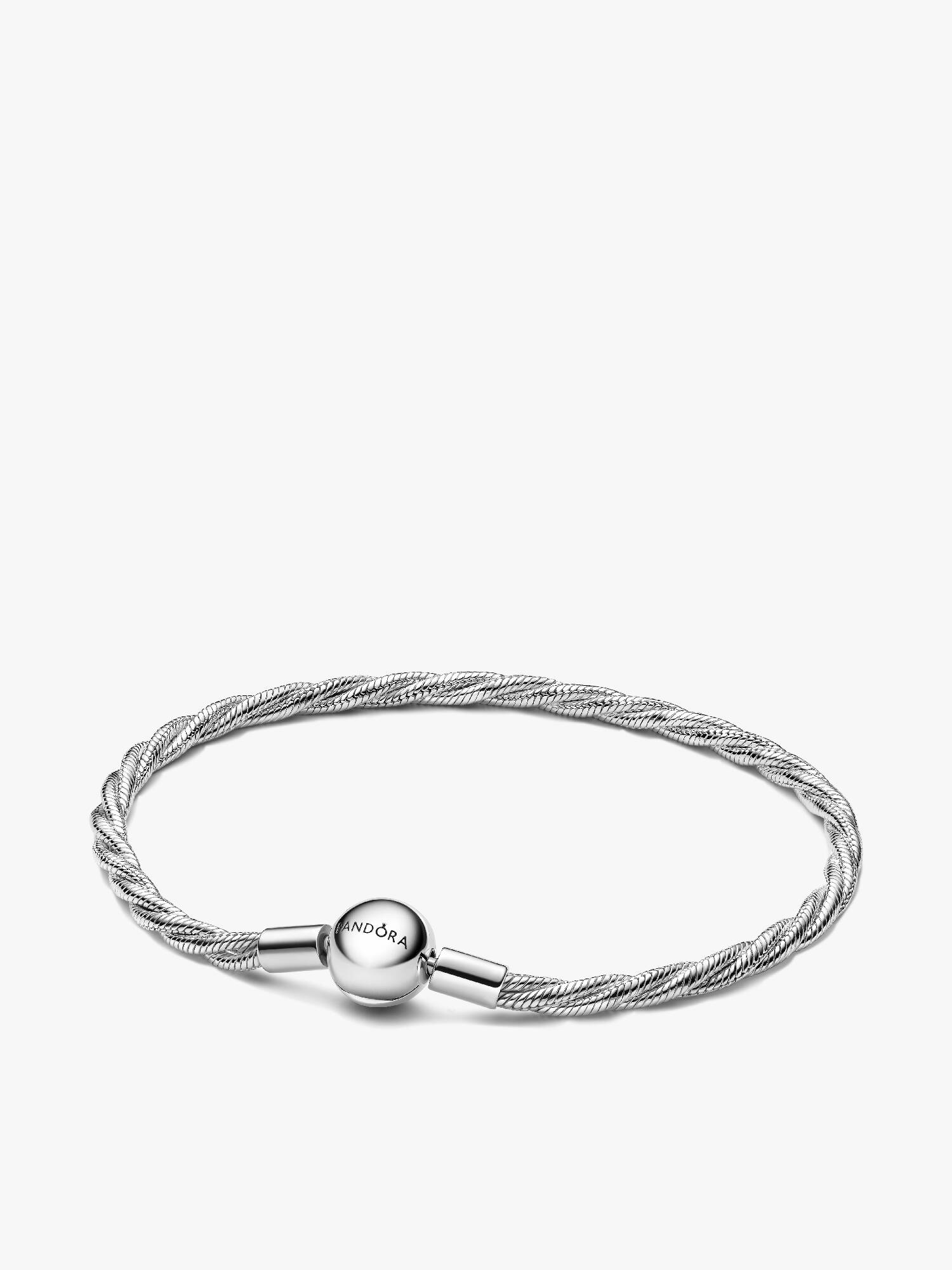 Bracelet Maille Serpent Torsadée Fermoir Pandora Rond