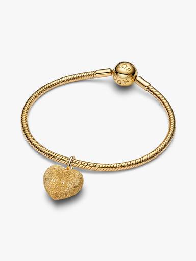 Charm Pendant Cœur Bombé Texturé