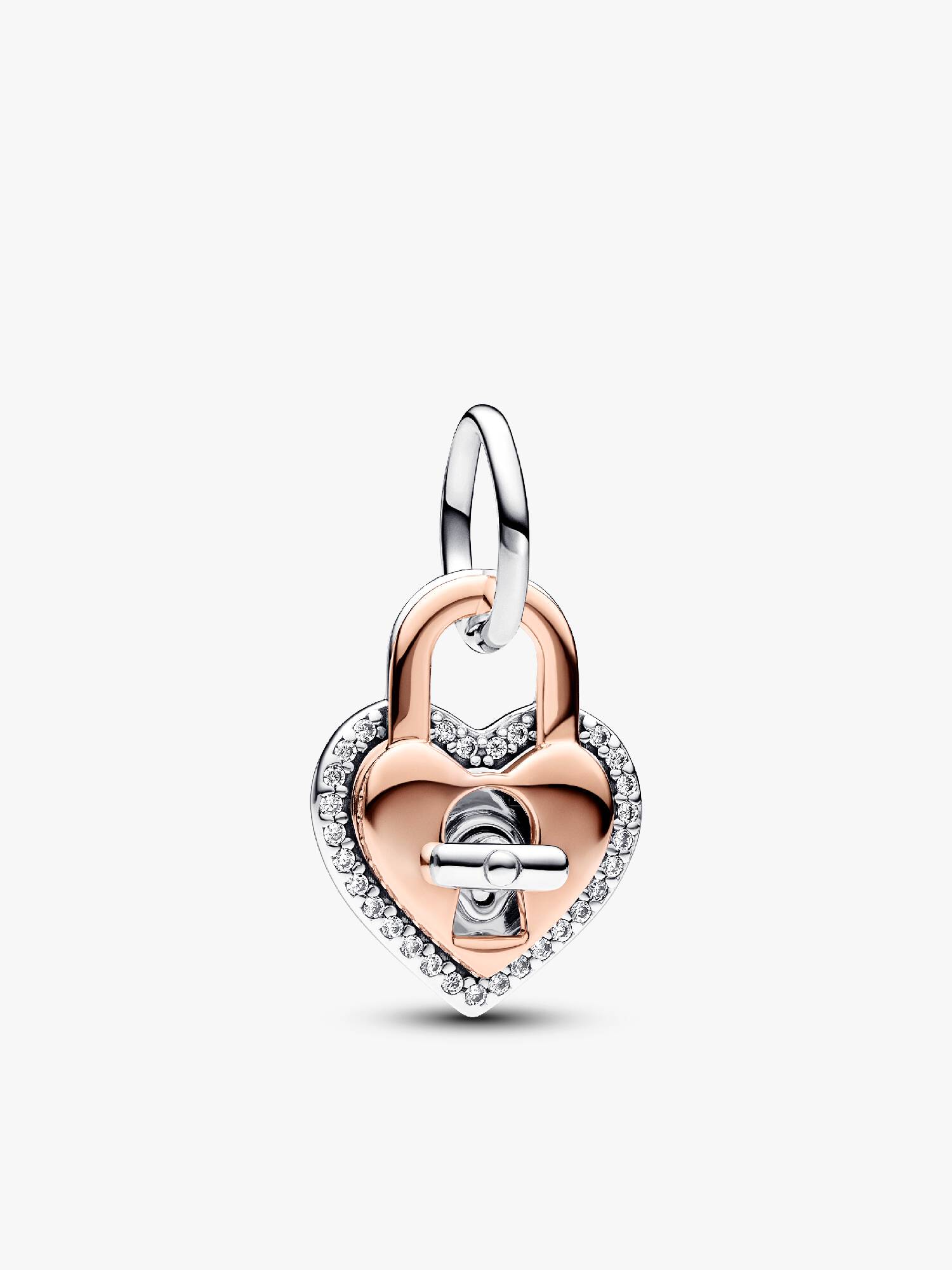 Charm Pendant Double Cadenas Cœur Bicolore Torsadé