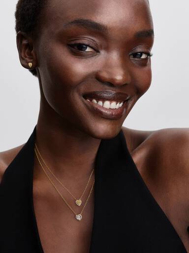 Collier Cœur Halo Gravable Doré