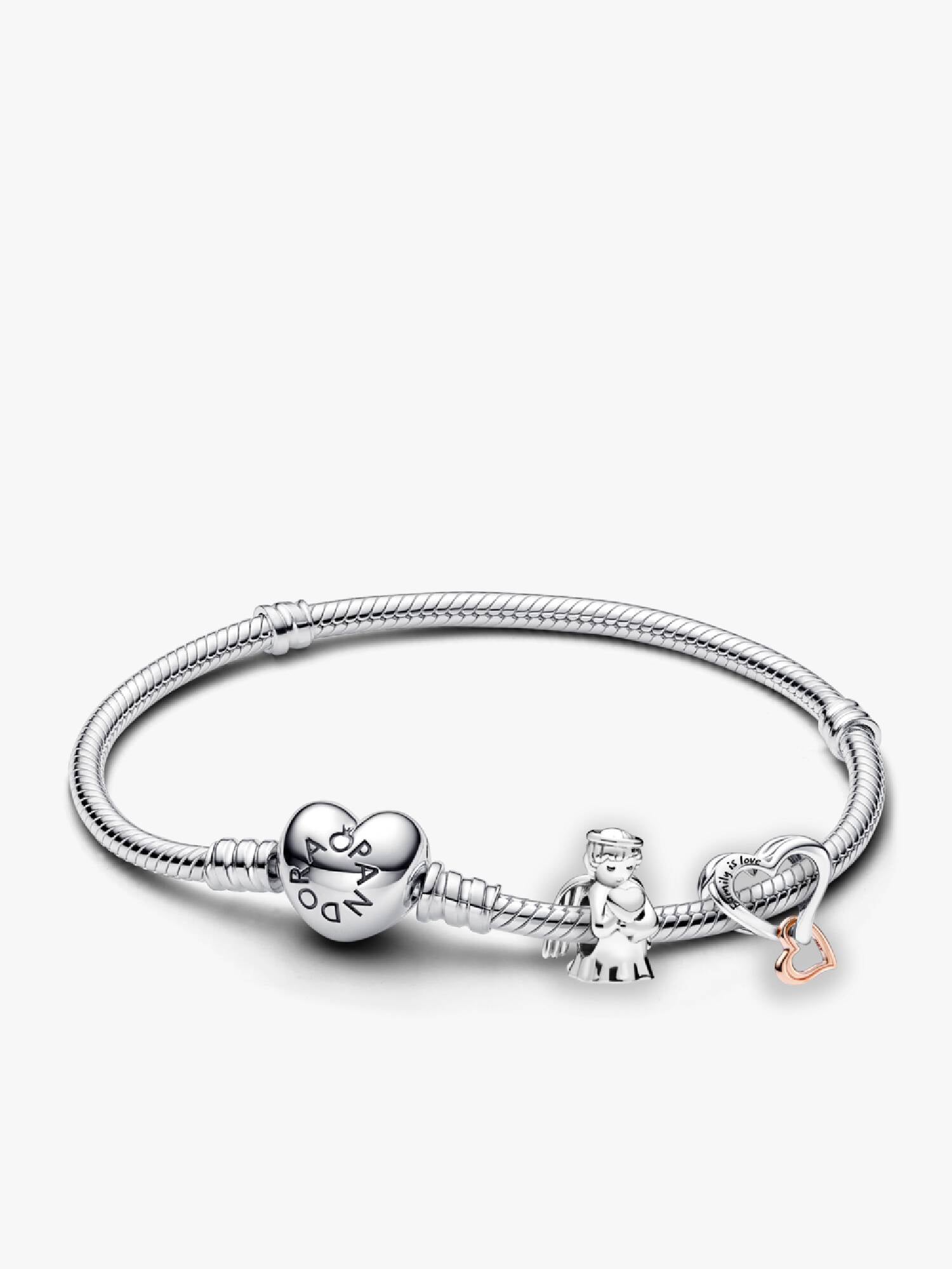 Bracelet Composé Ange de l'Amour & Cœur Infini Ajouré Bicolore