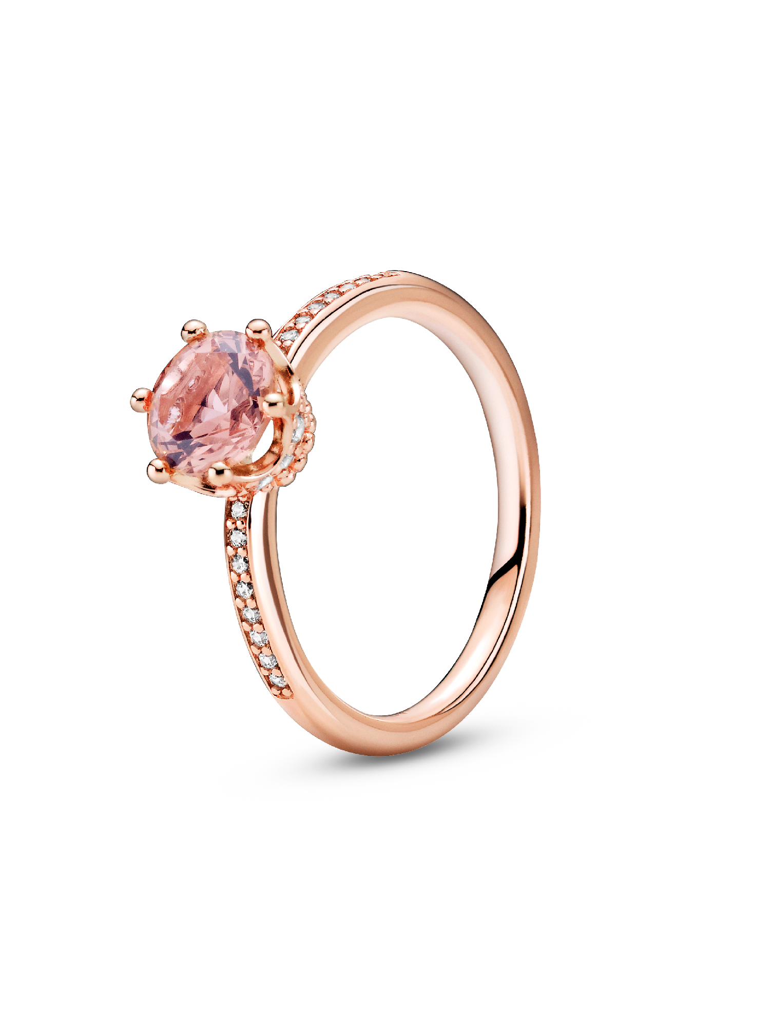 Bague Solitaire Couronne Scintillante Rose