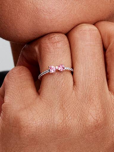 Bague Nœud Rose Scintillant