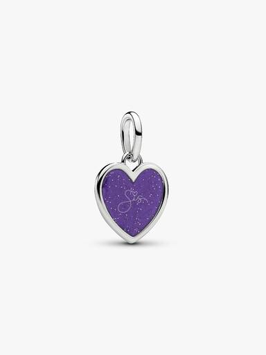 Charm Pendant Cœur Violet Gravable