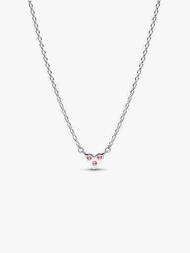 Collier Cœur Trio de Pierres Roses