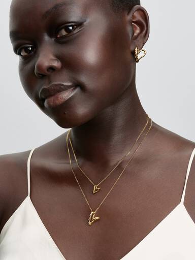 Collier avec Pendentif Cœur Organique Serti Doré