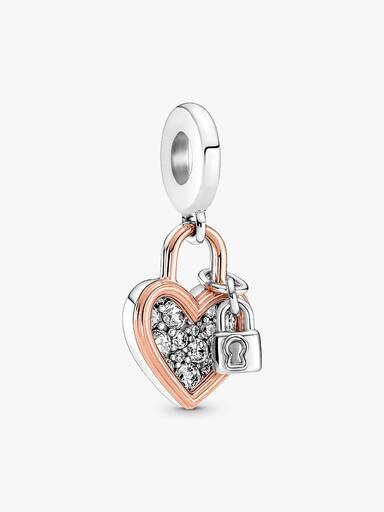 Charm Pendant Double Cadenas Cœur
