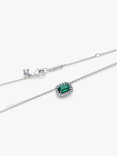 Collier avec Pendentif Halo Vert Scintillant Rectangulaire