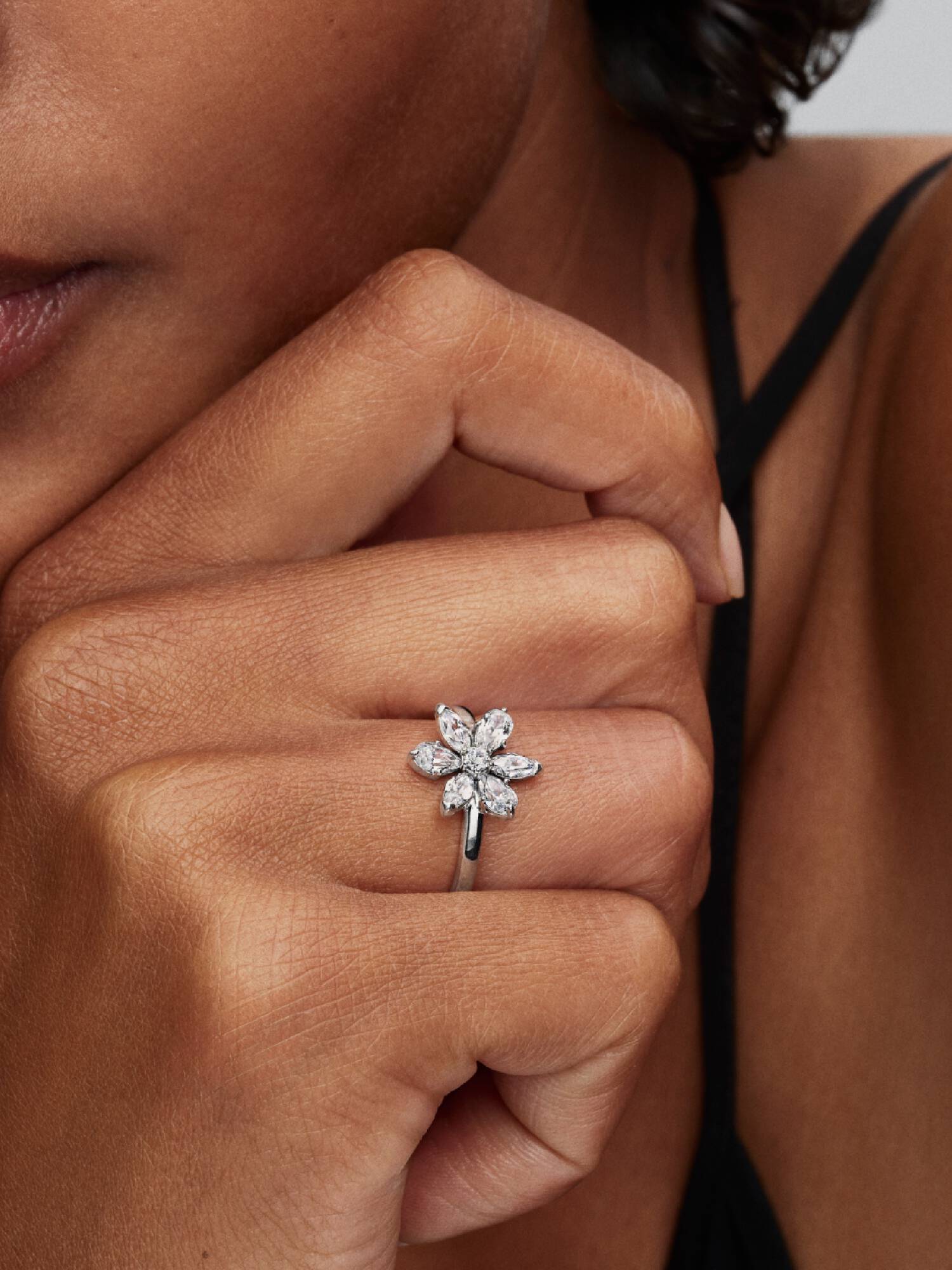 Bague Cocktail Fleur Herbier Scintillant
