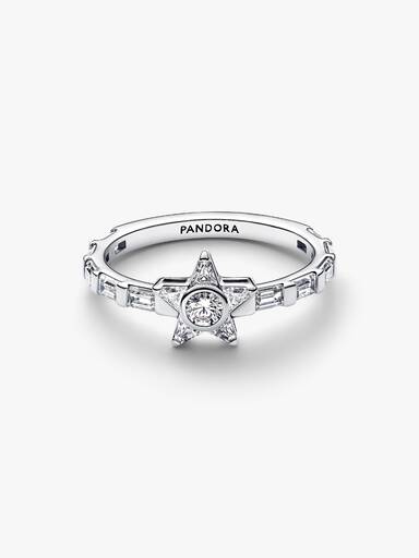 Bague Baguettes et Étoile Scintillante