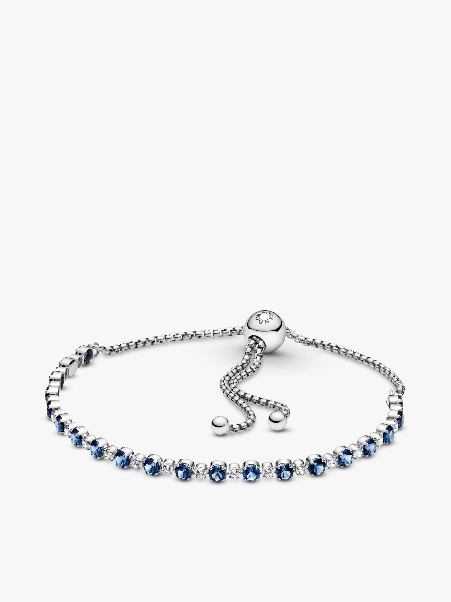 Bracelet Coulissant Scintillant Bleu et Incolore