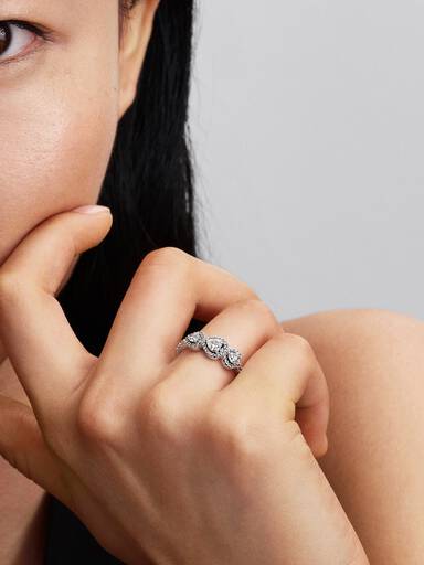 Bague Trilogie Cœur Halo
