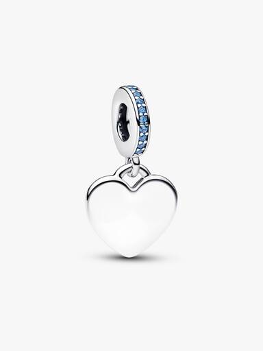 Charm Pendant Pierre Bleue Cœur Gravable