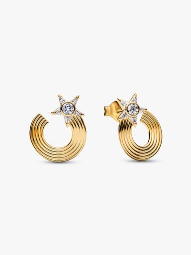 Clous d’Oreilles Étoile Filante Scintillante Dorés
