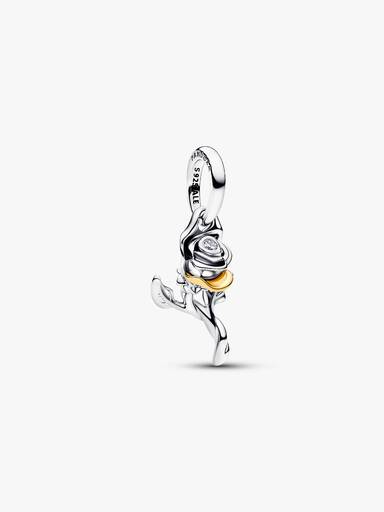 Charm Pendant Disney La Belle et La Bête Rose Enchantée et Diamant de Synthèse